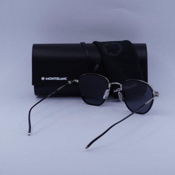Montblanc MB0160S 001 Square Sunglasses - Silver/Black/Grey - Picture 9 of 10